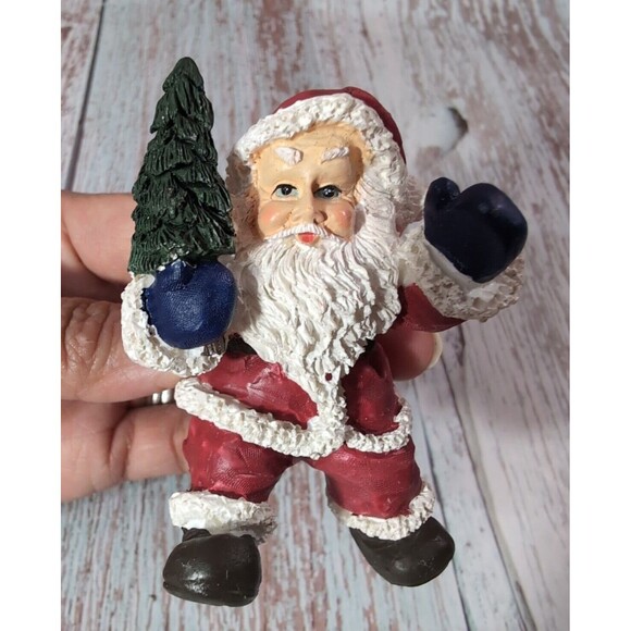 Vintage Set of 4 Christmas Santa Claus Ceramic Resin Figurines Collectible Decor - Picture 7 of 16
